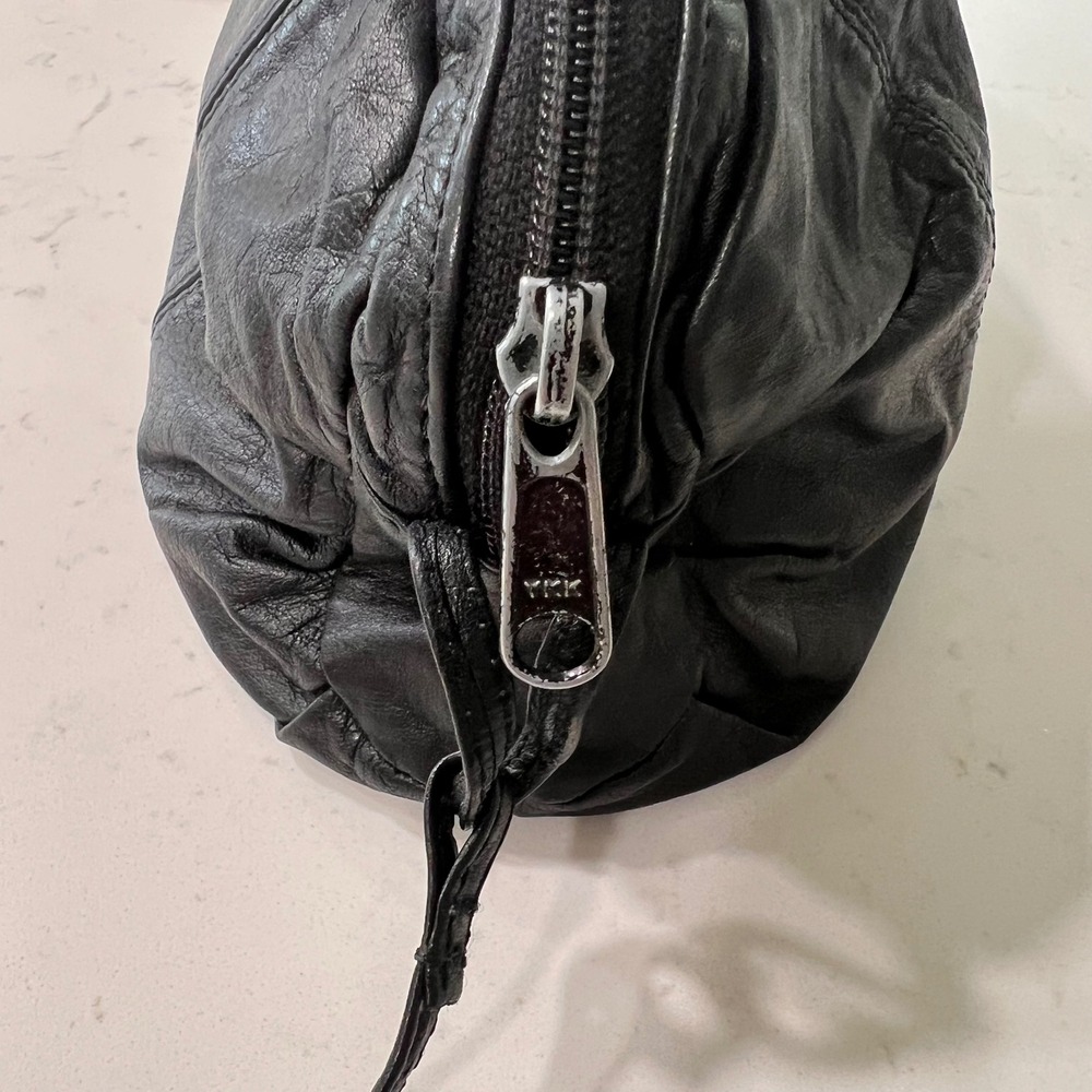 Y2K Wilsons Leather Black Crossbody Bag Vintage Slouchy Genuine Leather Pouch - Picture 5 of 9